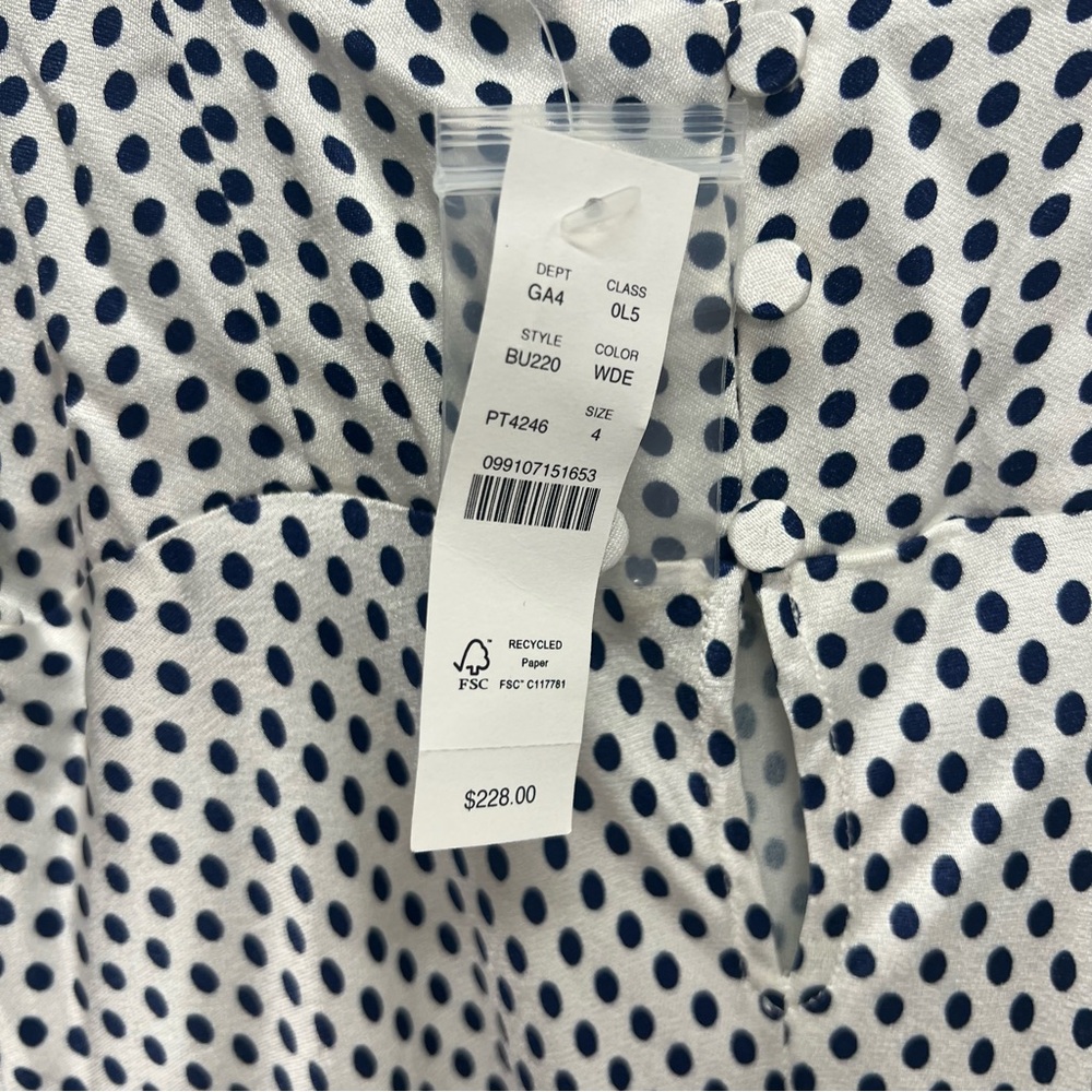 J. Crew Collection Full Length Luster Silky V-neck White Slip Dress Polka Dot‎ 4 - Picture 6 of 7